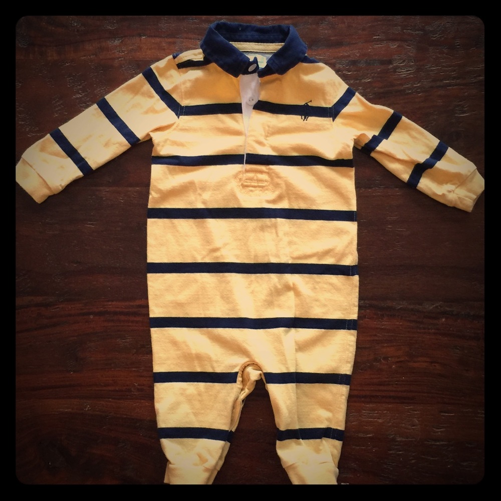 Baby Boy 6M Ralph Lauren Rugby Stripe Coverall